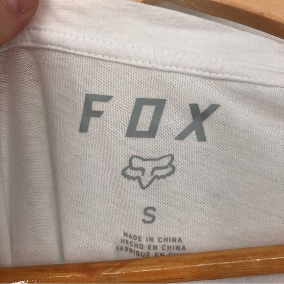 Fox Racing Shirt Womens Small‎ Responded V-Neck T-Shirt White Pink Logo - Picture 6 of 14